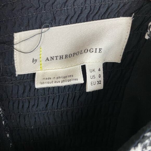 By Anthropologie Animal Print Sundress Ruffle Black and White Womens Size 0 - Picture 6 of 12